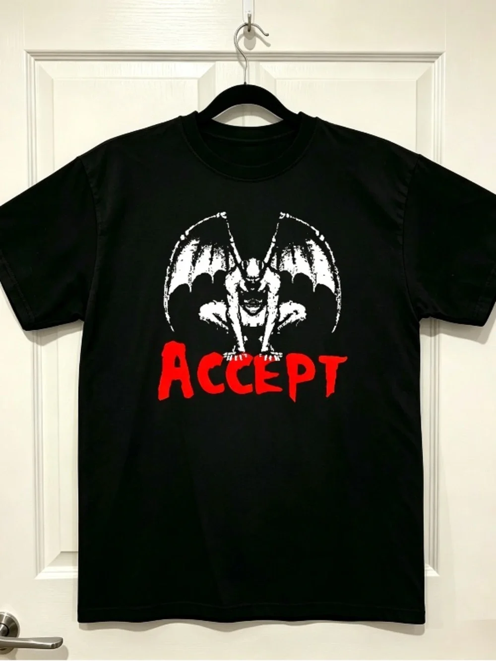 Accept German heavy metal band Stone Statue Demon Black T-shirt